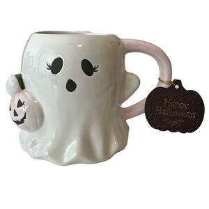 Halloween Ghost Mug with Pumpkin Pink 18 oz  Trick Or‎ Treat NWT